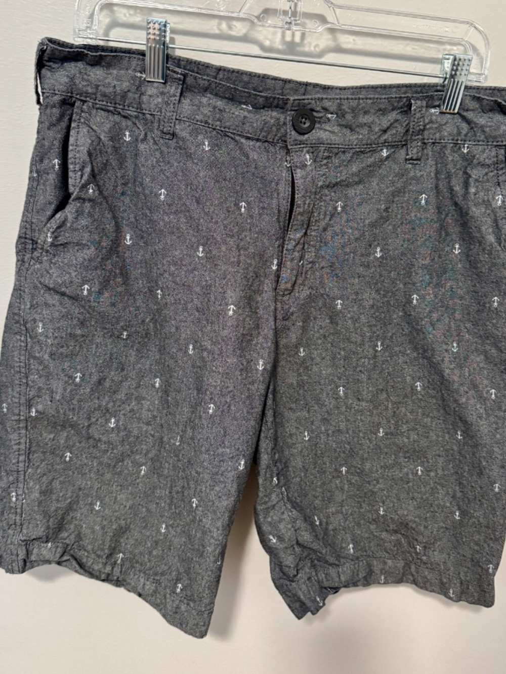 Silver Lake Shorts Mens Size 34 Grey Nautical Anchors Flat Front Casual Cotton